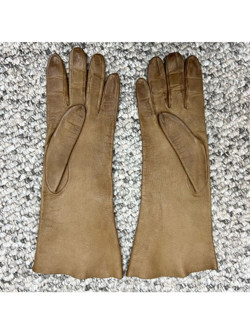 Vintage Lavabile tan brown leather 10.5 inches long gloves 6 1/2 - Picture 3 of 13